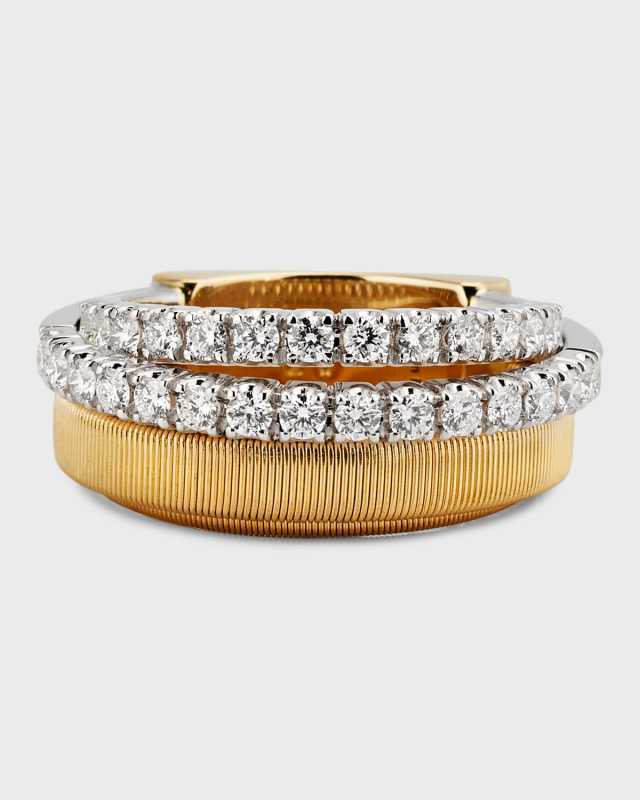 18K Gold Masai Ring with 2 Diamond Bands, Size